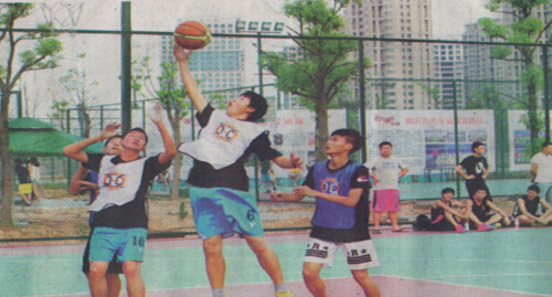 乐清市乐成街道留学生三对三篮球赛开打