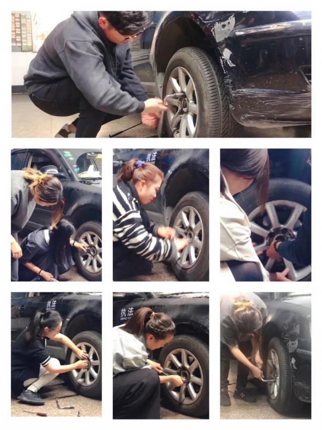 温岭市留联会举办一项超MAN的技能课---换汽车轮胎